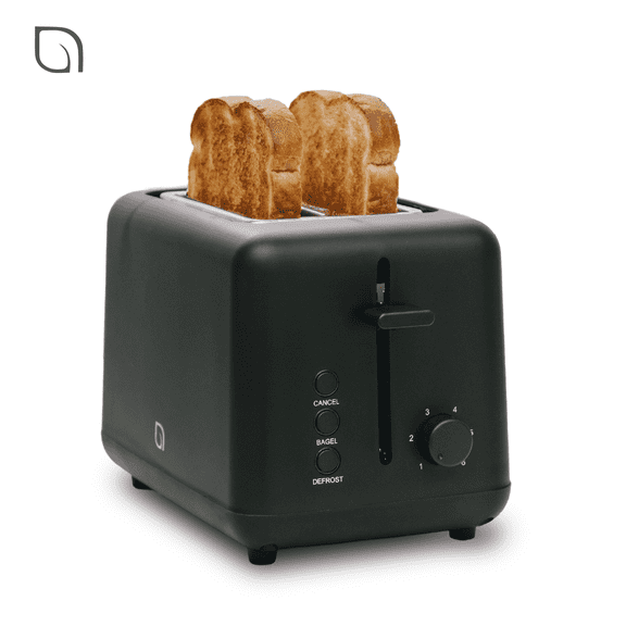 Willow Kitchen 2 Slice Toaster with Wide Slots for Bread & Bagels, 6 Toast Shade Settings & Defrost Function, Kitchen Appliance for Home, Black