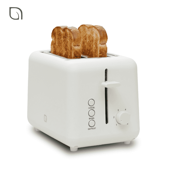 Willow Kitchen 2 Slice Toaster with Wide Slots for Bread & Bagels, 6 Toast Shade Settings & Defrost Function, Kitchen Appliance for Home, White