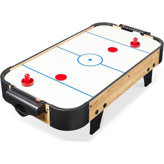 WILLYO 40in Portable Tabletop Air Hockey Arcade Table for Game Room w/ 100V Motor, Electric Fan, 2 Strikers, 2 Pucks Natural