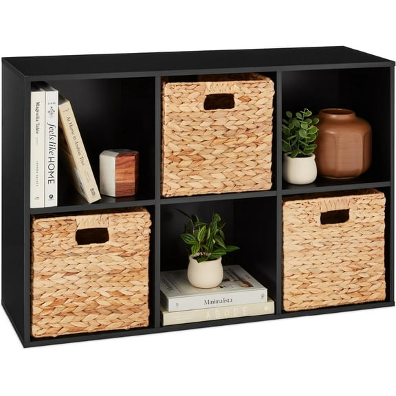 WILLYO  6-Cube Storage Organizer, 11in Shelf Opening, Bookcase, Display Shelf, Customizable w/ 3 Removable Back Panels  Black