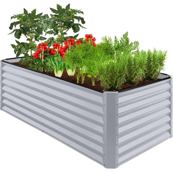 WILLYO 6x3x2ft Outdoor Metal Raised Garden Bed, Deep Root Box Planter for Vegetables, Flowers, Herbs, 269 Gallon Capacity, Moonlight Gray