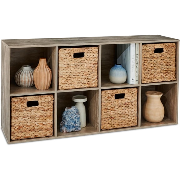 WILLYO 8-Cube Storage Organizer, 11in Shelf Opening, Bookcase, Display Shelf, Customizable w/ 3 Removable Back Panels Greige