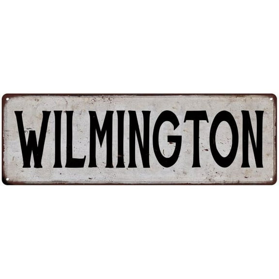 WILMINGTON Vintage Look Rustic Metal City State Sign 6 x 18 High Gloss Metal 206180041307