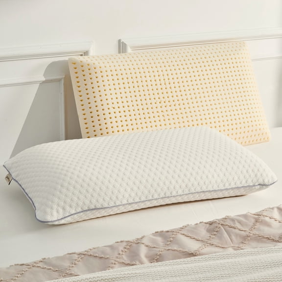 WILNARA Natural Talalay Latex Pillow with Dual-Layer Cover - Medium-Firm Support, Queen Size