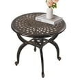 WILOUNGE Cast Aluminum Outdoor Side Table,All Weather AntiRust Round