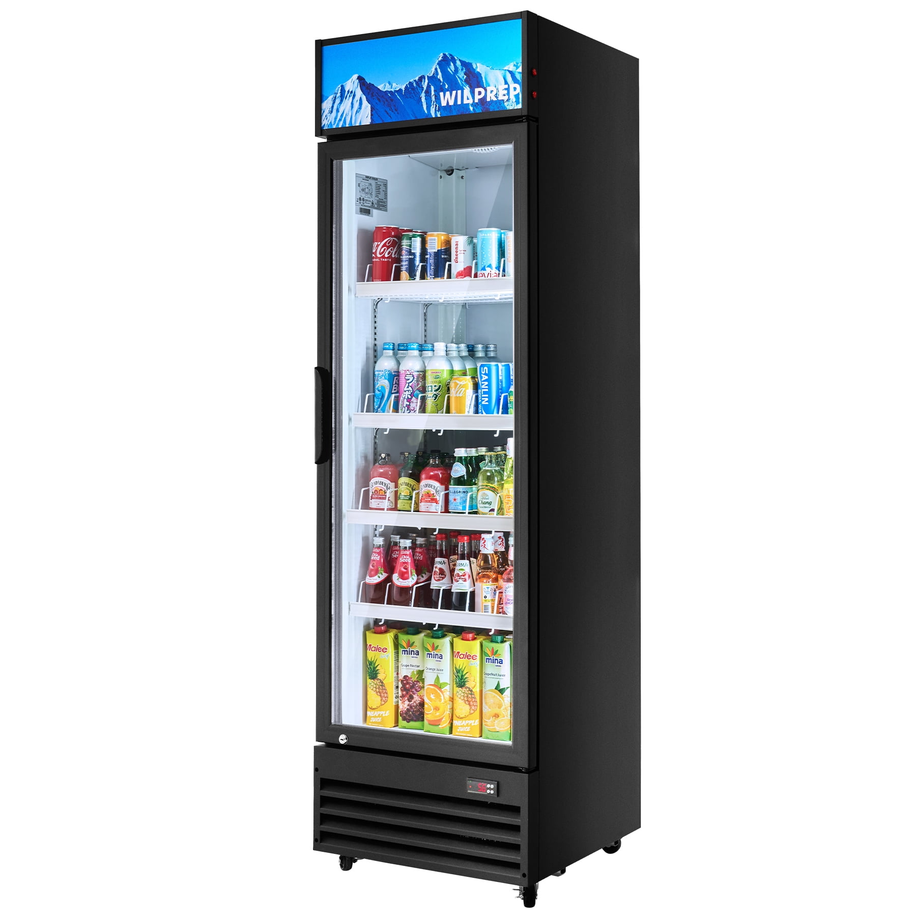 WILPREP Commercial Refrigerator, 12.8 cu. ft. Swing Door Merchandiser Refrigerator with Tempered