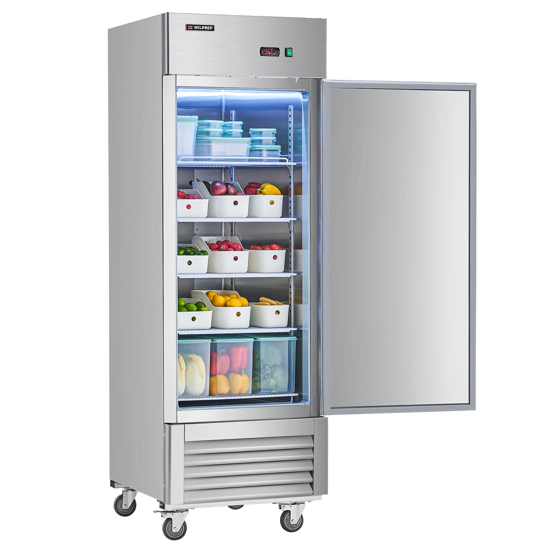 WILPREP Reachin Commercial Refrigerator, 27" Solid Door Commercial