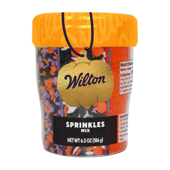 Wilton Halloween Edible Sprinkle Mix 6-Cell 6.5 oz for Cookies Cupcakes & Cakes, Orange, Black, White, Green, Purple Color Mix