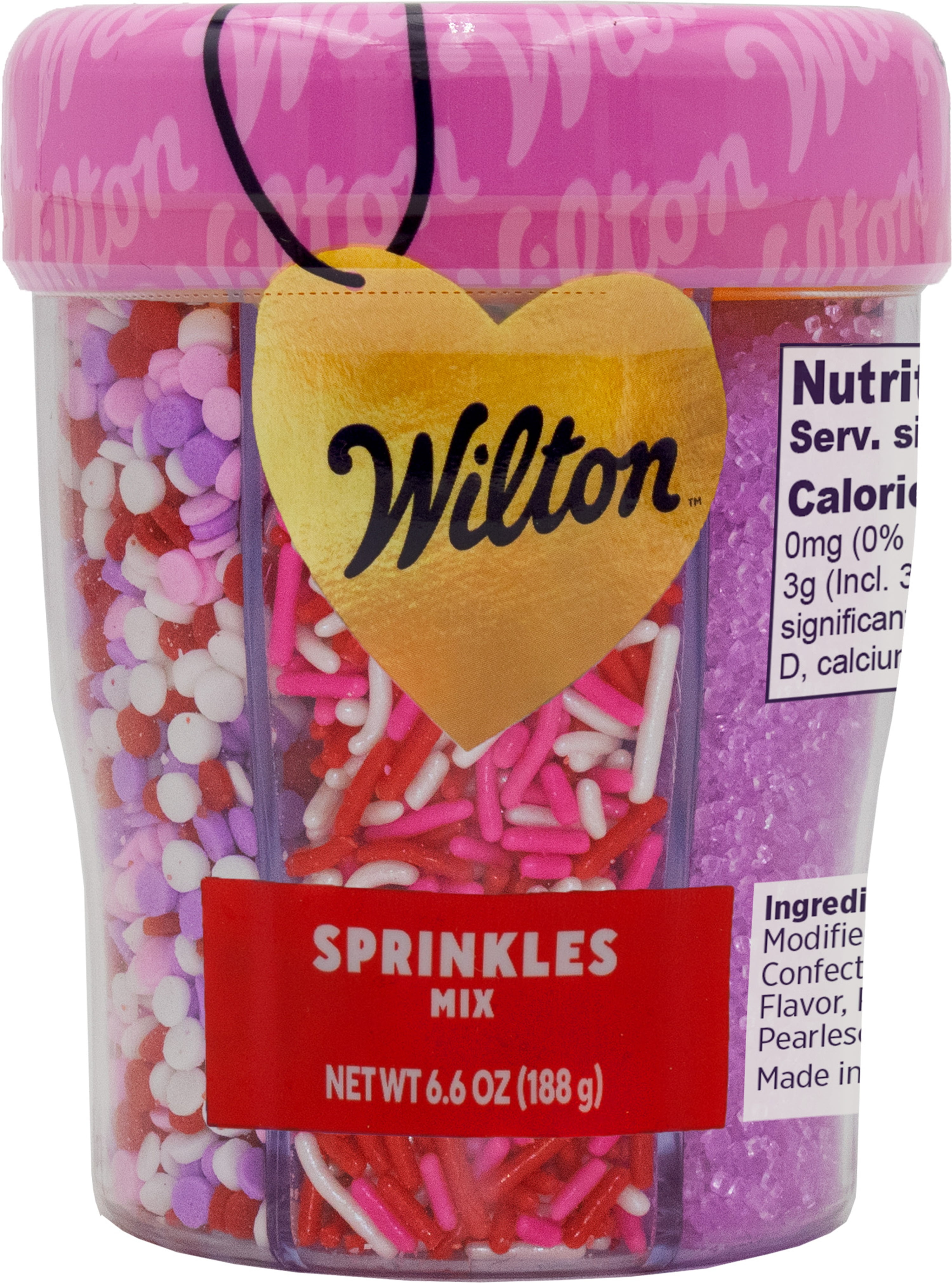 Wilton Valentine's Day Sprinkles, Dessert Edible Sprinkle Mix, Assorted 6.4 oz. 6-Cell Container