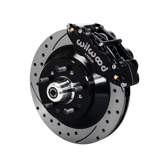 WILWOOD 140-12271-D SUPERLITE 6R FRONT 13" BIG BRAKE KIT, DRILLED ROTORS, BLACK CALIPERS, COMPATIBLE WITH MOST 1964-1972 CHEVROLET, PONTIAC, BUICK, OLDSMOBILE