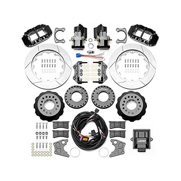 WILWOOD 140-15844 SUPERLITE 13" REAR BIG BRAKE KIT, ELECTRONIC PARKING BRAKE, SLOTTED, BLACK, FOR F0RD-MERCURY 2.5" OFFSET F0RD BIG NEW AXLE