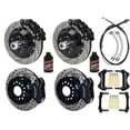 thumbnail image 1 of WILWOOD FRONT 14 SUPERLITE & REAR 12 DYNALITE BIG BRAKE COMBO WITH FREE BRAKE LINES & FLUID, BLACK, DRILLED, For 1962-1972 DODGE & PLYMOUTH W/2.36 OFFSET UNIDIRECTIONAL MOUNT & SNAP RING, 1 of 9