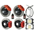 thumbnail image 1 of WILWOOD FRONT SL6R & REAR DPR 12 BIG BRAKE KIT COMBO WITH FREE PARKING BRAKE CABLE, BRAKE LINES & FLUID, DRILLED ROTORS, RED CALIPERS - For 1965-1967 MUSTANG LARGE REAR 2.36 OFFSET, 1 of 9