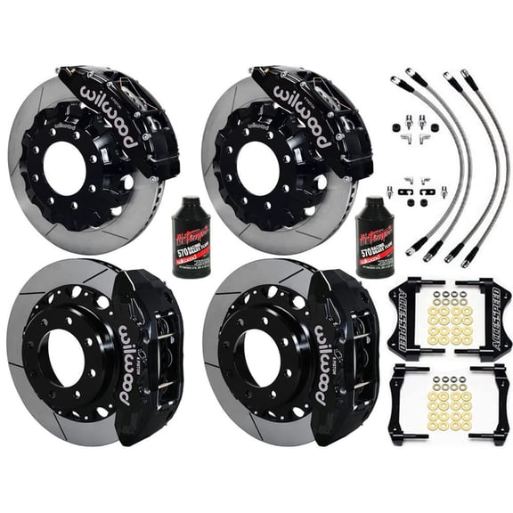 WILWOOD GM 2500/3500 TRUCK FRONT & REAR BIG BRAKE KIT FREE BRAKE LINES & FLUID - WILWOOD TC6R 16 FRONT & REAR, BLACK CALIPERS, SLOTTED, 2007 2008 2009 2010 SILVERADO/SIERRA 2500/3500