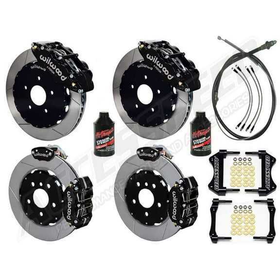 WILWOOD SL6R 13 FRONT AND DYNAPRO 12 REAR BIG BRAKE Combo WITH FREE BRAKE LINES & FLUID - BLACK CALIPERS, SLOTTED ROTORS, For 2014-2022 MINI COOPER WITH 5-LUG