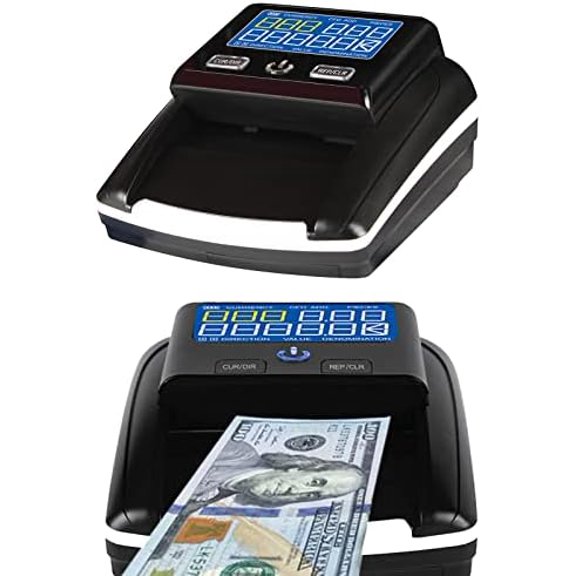 WINB Portable Counterfeit Bill Detector Machine, Automatic 4-Way Direction USD & Euro Value Counting, Swift Counterfeit Money Detector UV/IR/MG for Small Businesses$$Office