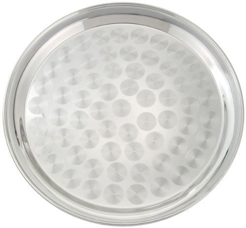 12-Inch Round Stainless Steel Swirl Pattern Serving Tray