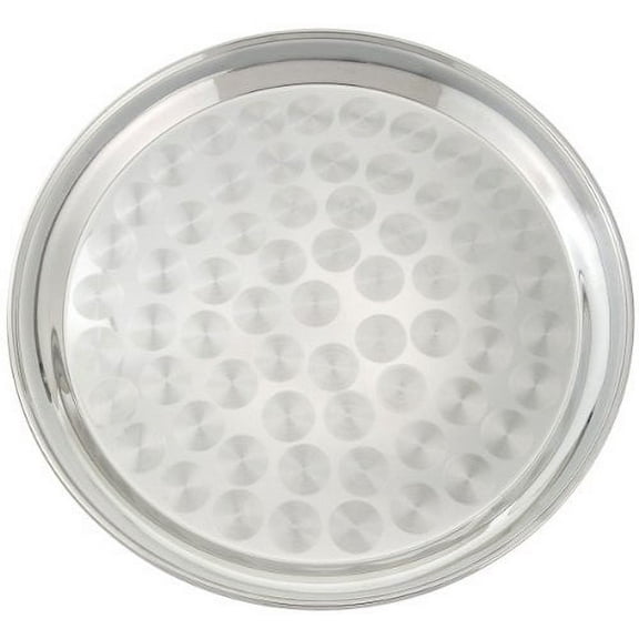 WINCO Round Stainless Steel Tray with Swirl Pattern, 12-Inch [Kitchen]