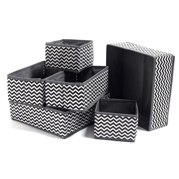WIND LAND 6 Pcs Underwear Storage Boxes Foldable Cloth Shorts Bra Socks Panty Ties Organizer Drawer Dividing for Case