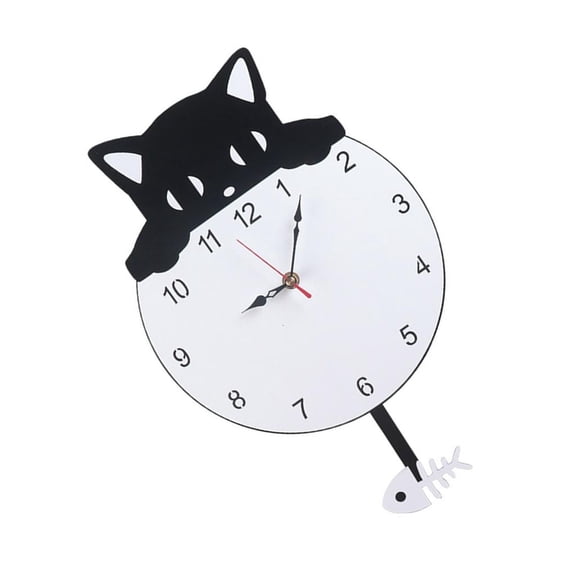 WIND LAND Cats Fish Acrylic Pendulum Wall Clock Quiet Movement For Modern Home Styling