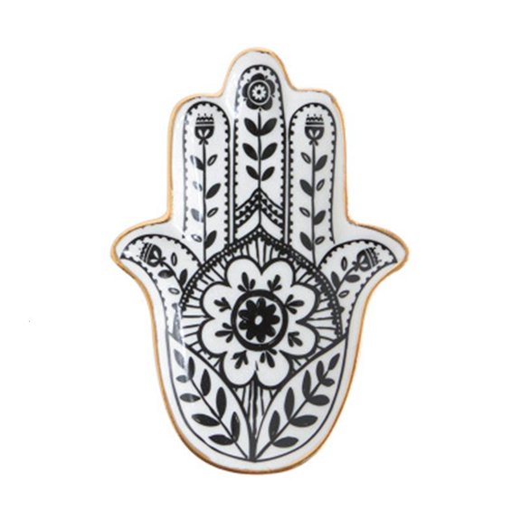 WIND LAND Ceramic Material Small Hand Shape Dishes and Plates Decorative Jewelry Plates