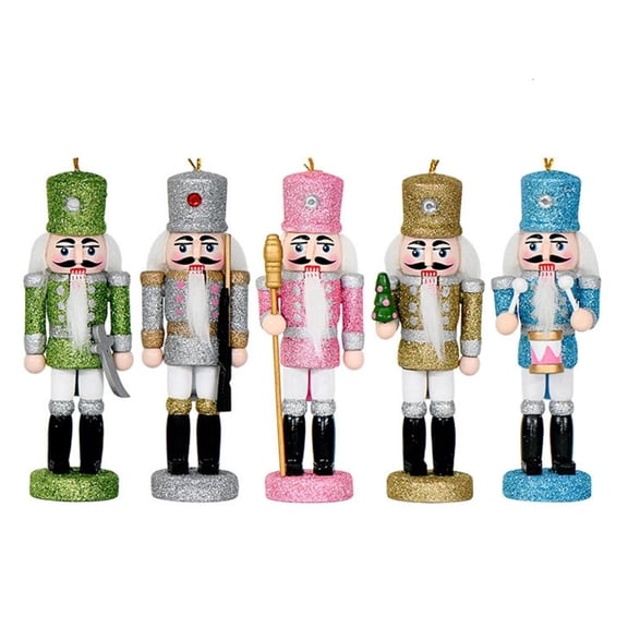 WIND LAND Christmas Themed Mini Wood Nutcrackers Decors Glittering Multicolored Finish