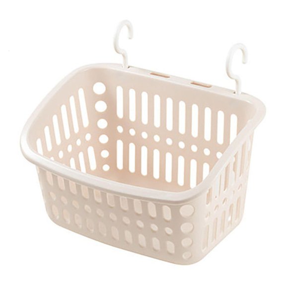 WIND LAND Plastic Storage Basket with Hooks Stackable Desktop Wall Mounted Container