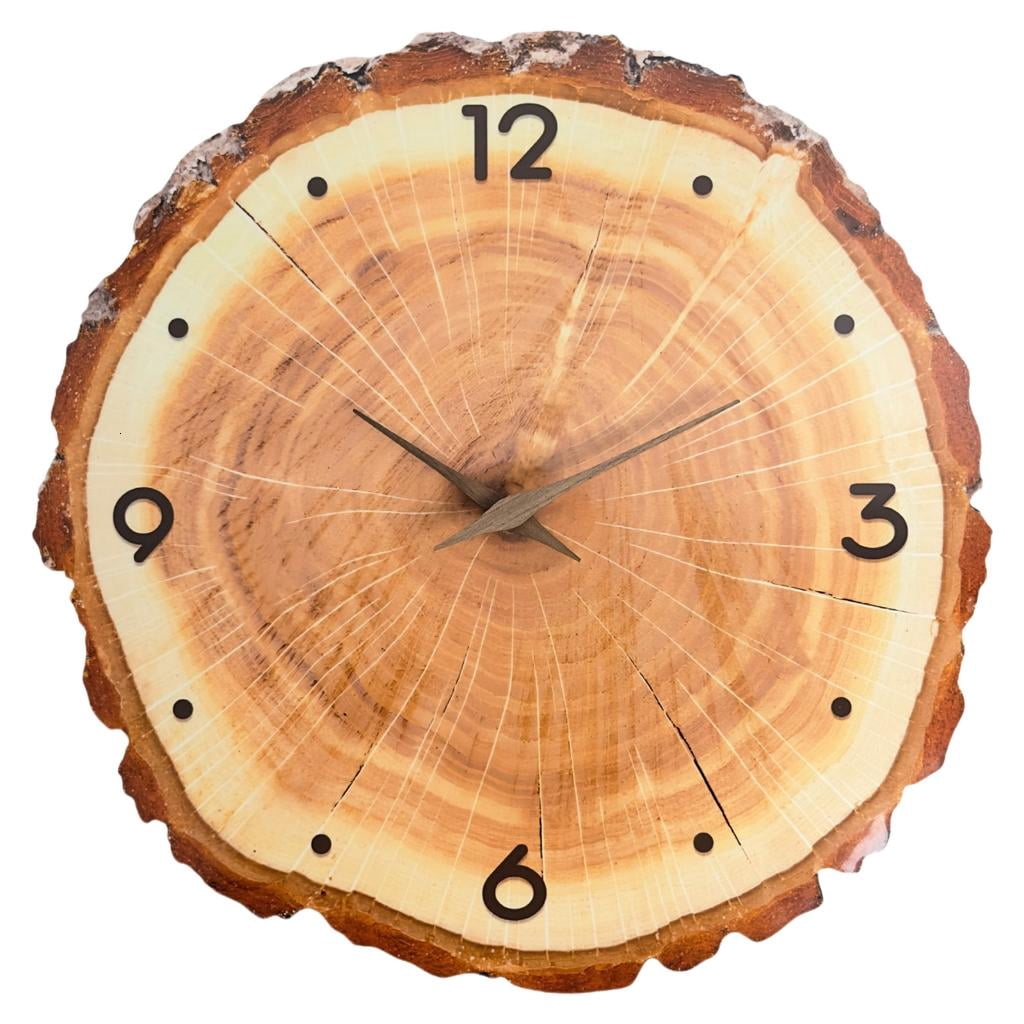 WIND LAND Quiet Farmhouses Analog Wall Clock with Annual Rings Design ...