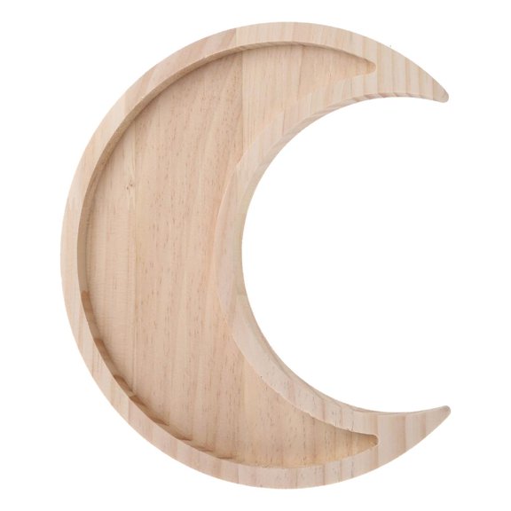 WIND LAND Wooden Serving Tray Rustic Tableware Dessert Dish Moon for Sun Shape Jewelry Pla