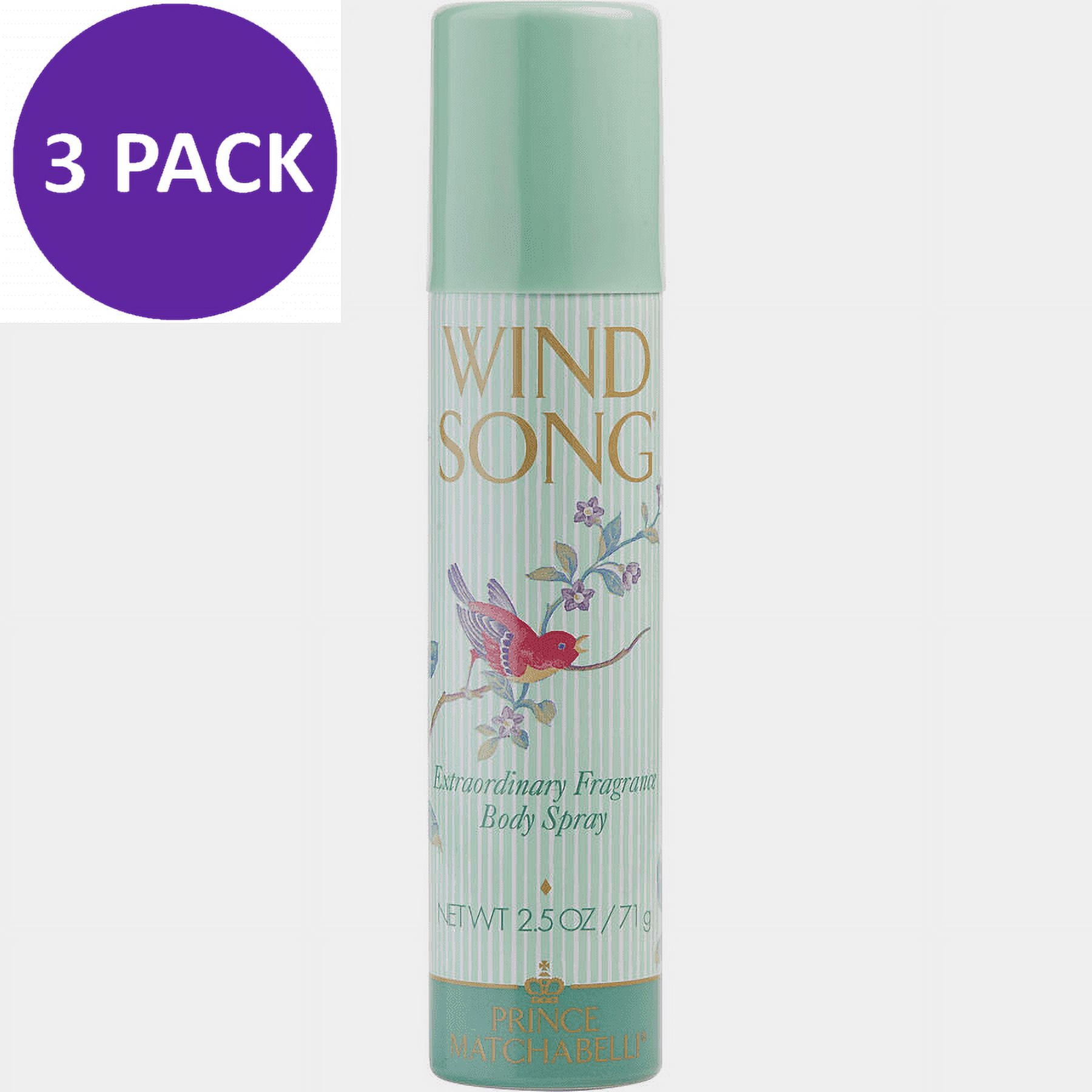 WIND SONG BODY SPRAY for Women 2.5 oz 3 PACK