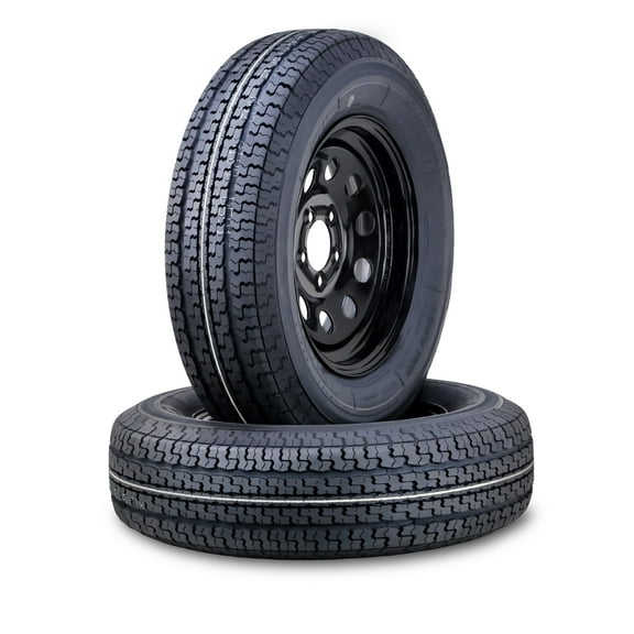 WINDA Trailer Tire Wheel Assembly ST205/75R14 8-Ply D 105L 5 Lug on 4.5" PCD Black Mod Rim ,SET 2