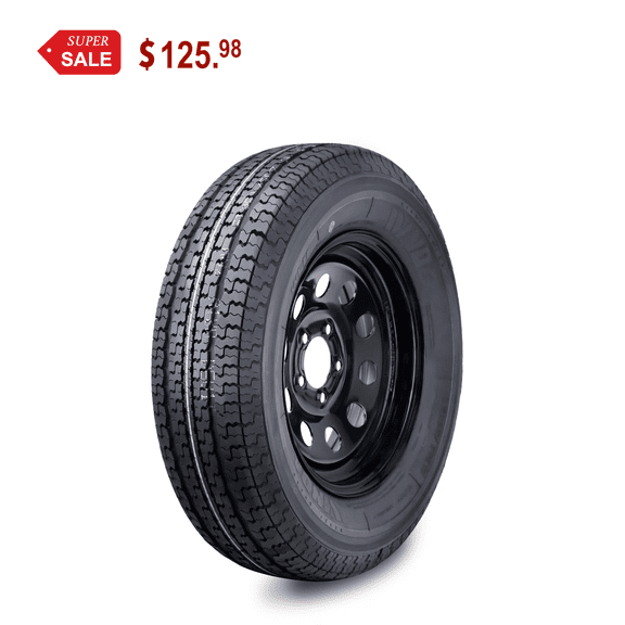 WINDA Trailer Tire Wheel Assembly ST205/75R14 8-Ply D 105L 5 Lug on 4.5" PCD Black Mod Rim
