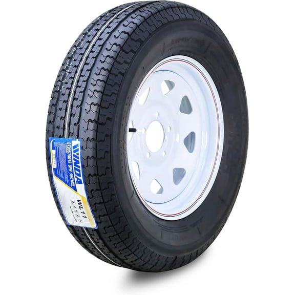 WINDA Trailer Tire Wheel Assembly ST205/75R15 8-Ply D 107L 5 Lug on 4.5" PCD White Spoke Rim