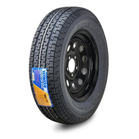 WINDA Trailer Tire Wheel Assembly ST205/75R15 8-Ply D 107M 5 Lug on 5" PCD Black Mod Rim