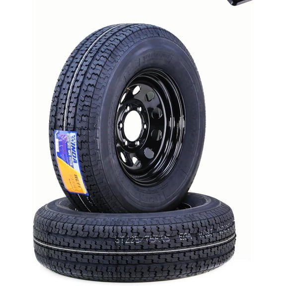 WINDA Trailer Tire Wheel Assembly ST225/75R15 10-Ply E 117L 6 Lug on 5.5" PCD Black Mod Rim ,SET 2