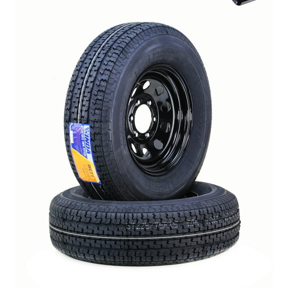 WINDA Trailer Tire Wheel Assembly ST225/75R15 10-Ply E 117L 6 Lug on 5.5" PCD Black Mod Rim ,SET 2