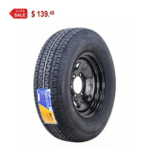 WINDA Trailer Tire Wheel Assembly ST225/75R15 10-Ply E 117L 6 Lug on 5.5" PCD Black Mod Rim