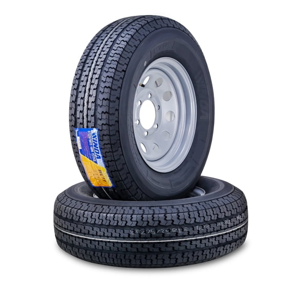 WINDA Trailer Tire Wheel Assembly ST225/75R15 10-Ply E 117L 6 Lug on 5.5" PCD Silver Mod Rim ,SET 2