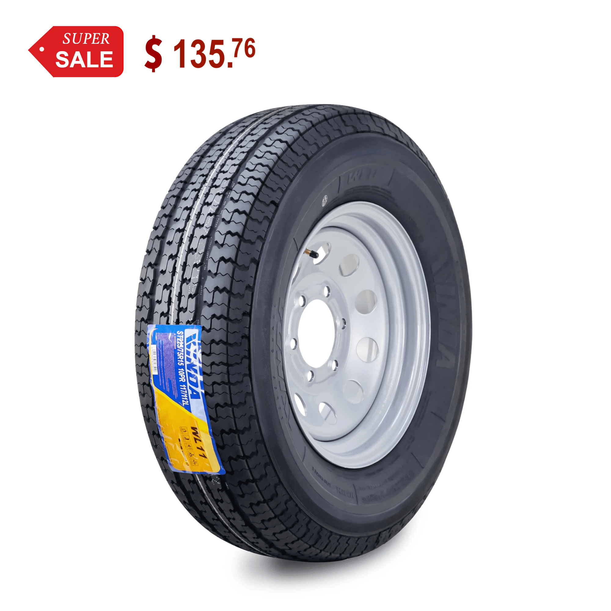 Spare Tire Hi-Run Trailer 65 PSI ST225/75D15 8-Ply Tire