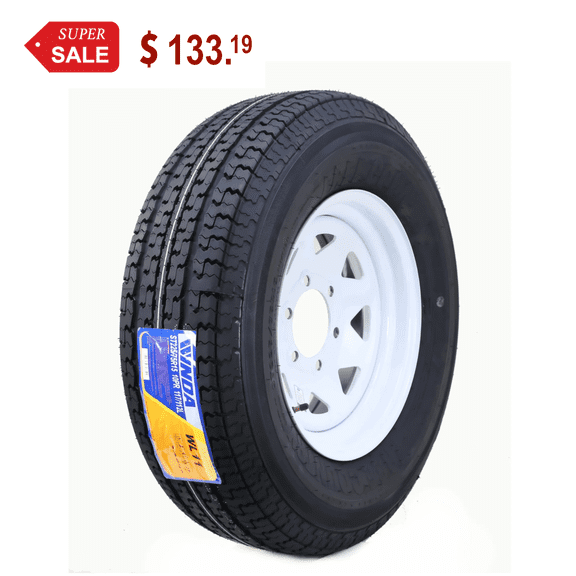 Winda Wheel Assembly ST225/75R15 10-Ply E 117L 6 Lug on 5.5" PCD White Spoke Rim Trailer Tire