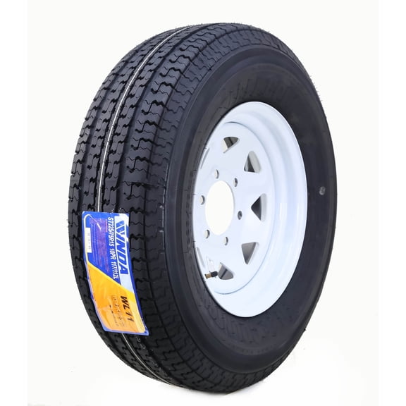 Winda Wheel Assembly ST225/75R15 10-Ply E 117L 6 Lug on 5.5" PCD White Spoke Rim Trailer Tire