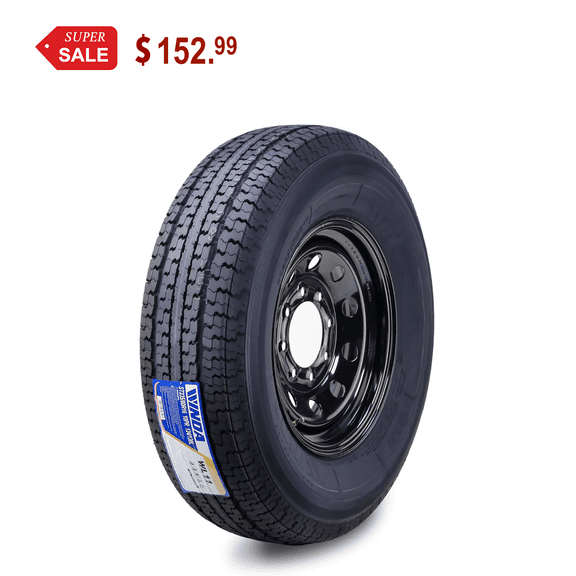 Winda Trailer Tire Wheel Assembly ST235/80R16 10-Ply E 124L 8 Lug on 6.5" PCD Black Mod Rim