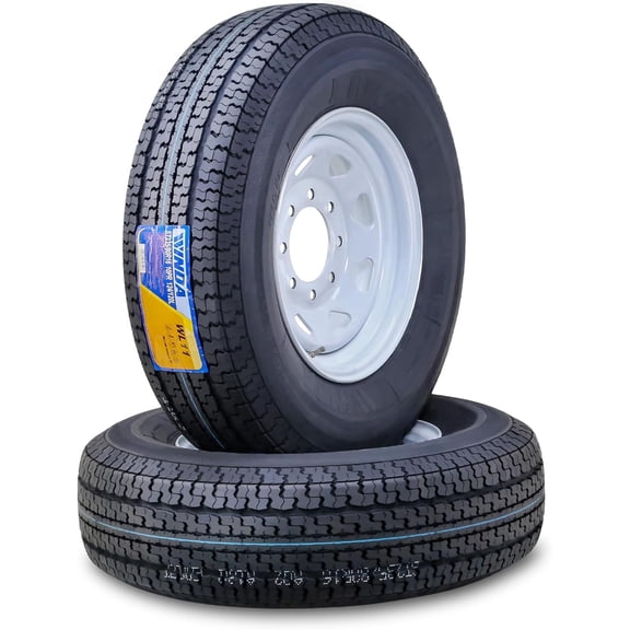 WINDA Trailer Tire Wheel Assembly ST235/80R16 10-Ply E 124L 8 Lug on 6.5" PCD White Spoke Rim ,SET 2