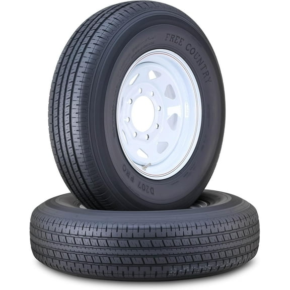 WINDA Trailer Tire Wheel Assembly ST235/80R16 10-Ply E 123L 8 Lug on 6.5" PCD White Spoke Rim ,SET 2