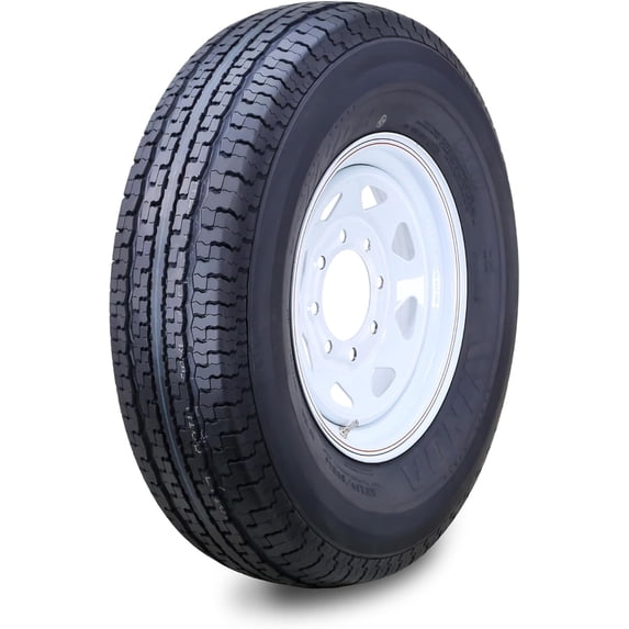 WINDA Trailer Tire Wheel Assembly ST235/85R16 12-Ply F 128L 8 Lug on 6.5" PCD White Spoke Rim