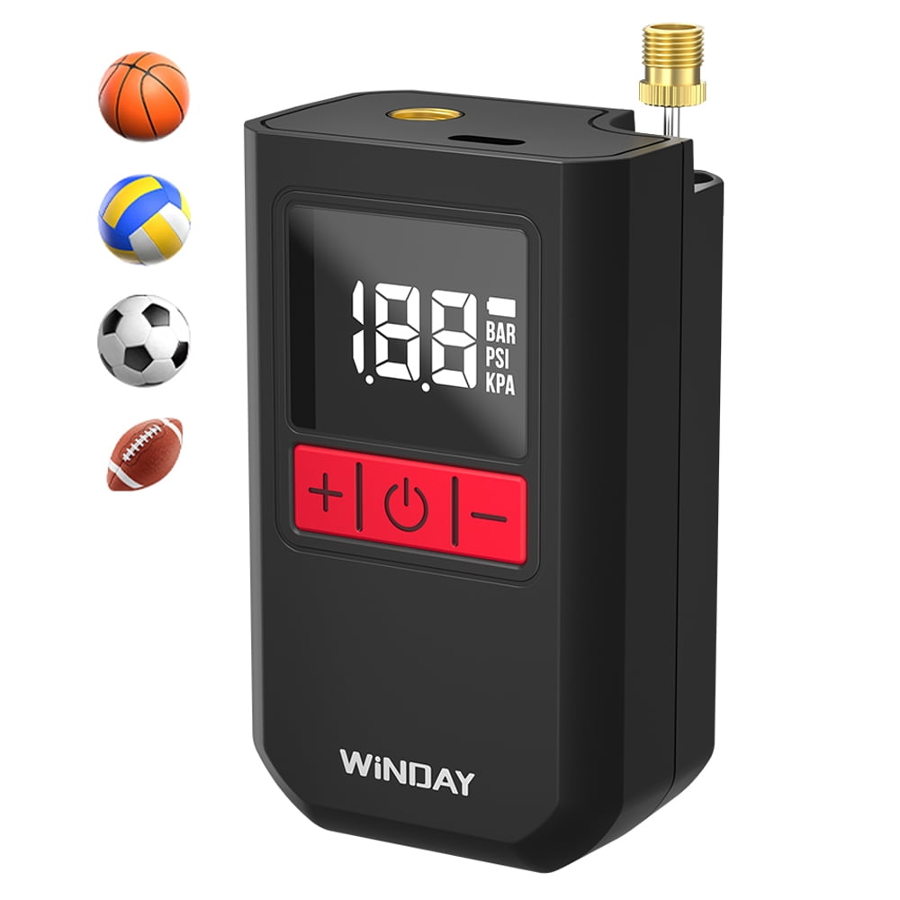 WINDAY Ball Pump for Sports Balls, Ultra Fast Inflation, with Digital LED Display Air Pump , Preset Pressure with Ball Needle for Soccer, Volleyball