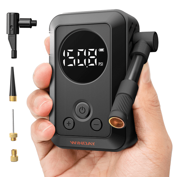 WINDAY Electric Mini Bike Pump, 150PSI Bicycle Tire Inflator, Portable Bicycle Pump for Motorcycles, Presta and Schrader Valves