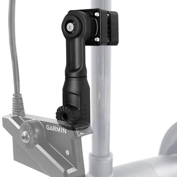 WINDFRD 0-Degree Transducer Pole Mount Compatible with Garmin LiveScope LVS34 LVS32 LVS62 & Lowrance AT2, Hard-Anodized Cast Aluminum, Tool-Free 3-View Mode Adjustment Trolling Motor Bracket (Solo)