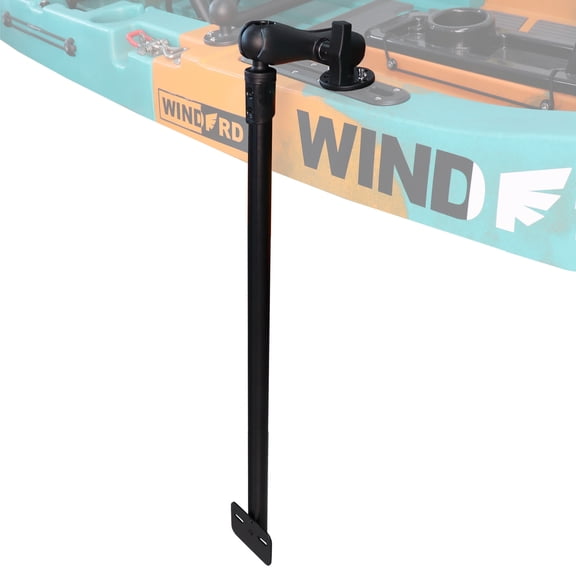 WINDFRD 23.6" Long Transducer Pole Mount for Kayak, Transducer Pole with T-Bolt Track Ball Base and Double Socket Arm, Adjustable Transducer Arm for Boat, Compatible with Garmin, Lowrance