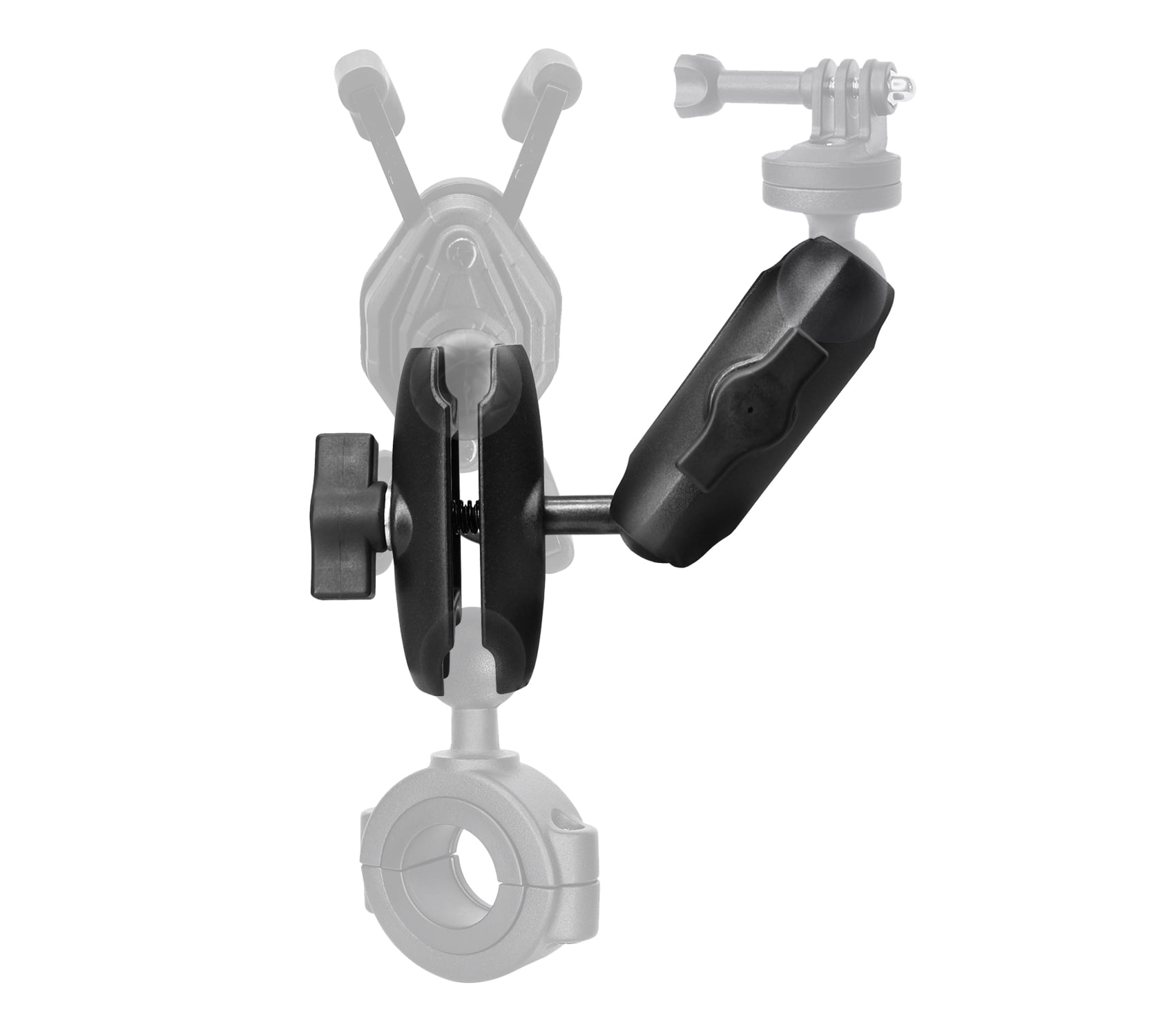 WINDFRD Aluminum 2-in-1 Double Socket Arm with 1" Ball, Compatible with RAM Mount, iBolt 1 inch/B Size / 25mm Ball Accessories, 360 Degree Rotation, Adjustable Dual Mount Arm